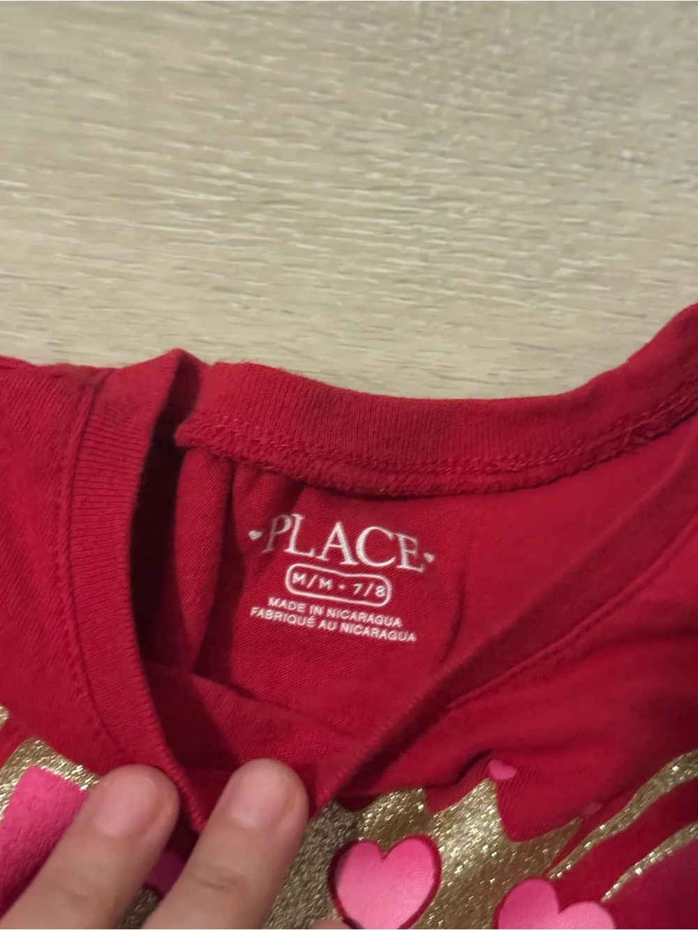The Children's Place Red Short Sleeve Tee with Pink Cat Pour and Gold Crown